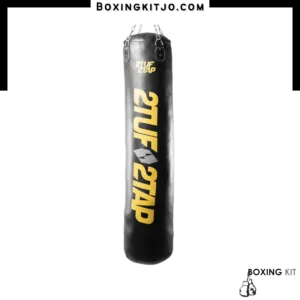 2TUF2TAP Black Punching Bag With Yellow Print