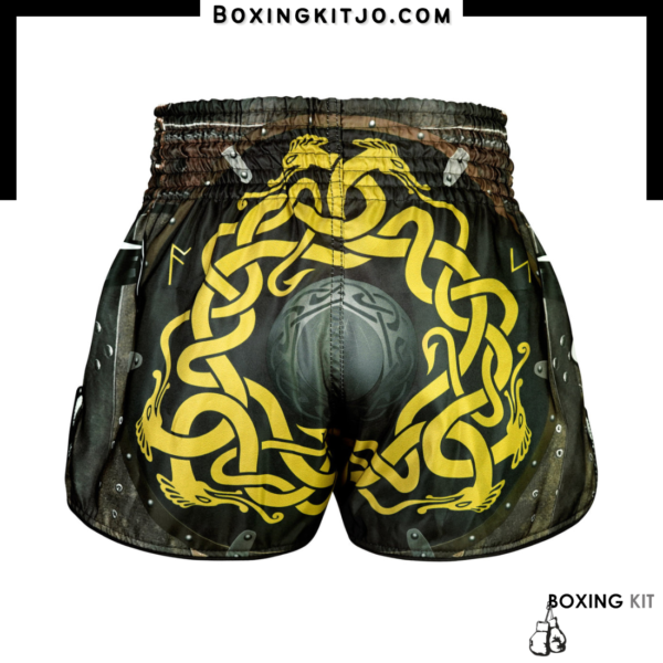 2TUF2TAP Muay Thai Short - Black Viking Warriors Design - Image 2