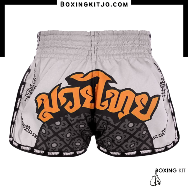 2TUF2TAP Muay Thai Short - Grey Hanuman Warrior Design - Image 2