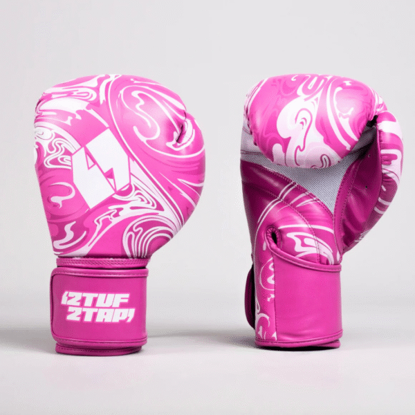 2TUF2TAP Pale Pink Wave Boxing Gloves
